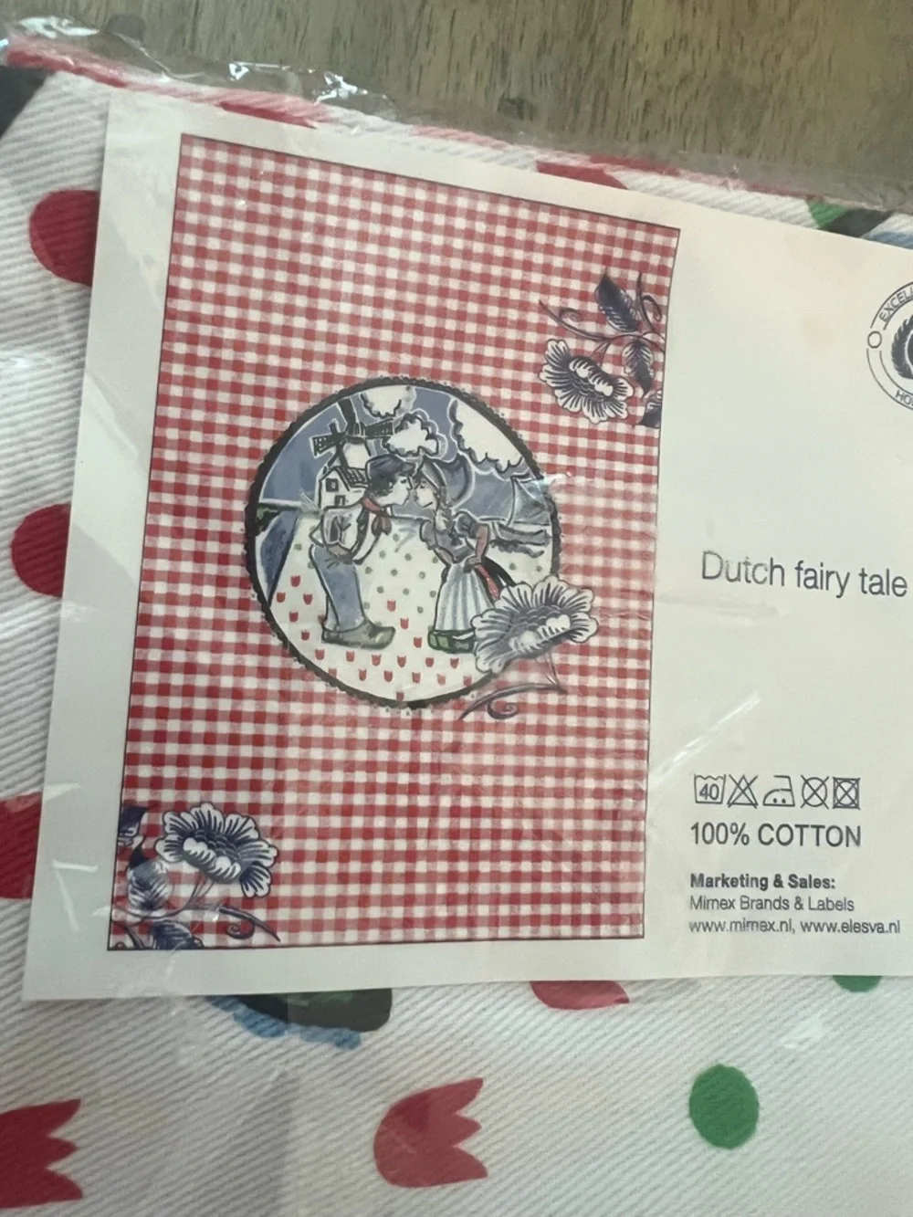 Holland Dutch Couple Tea Towel - Blue, White, Red, Green